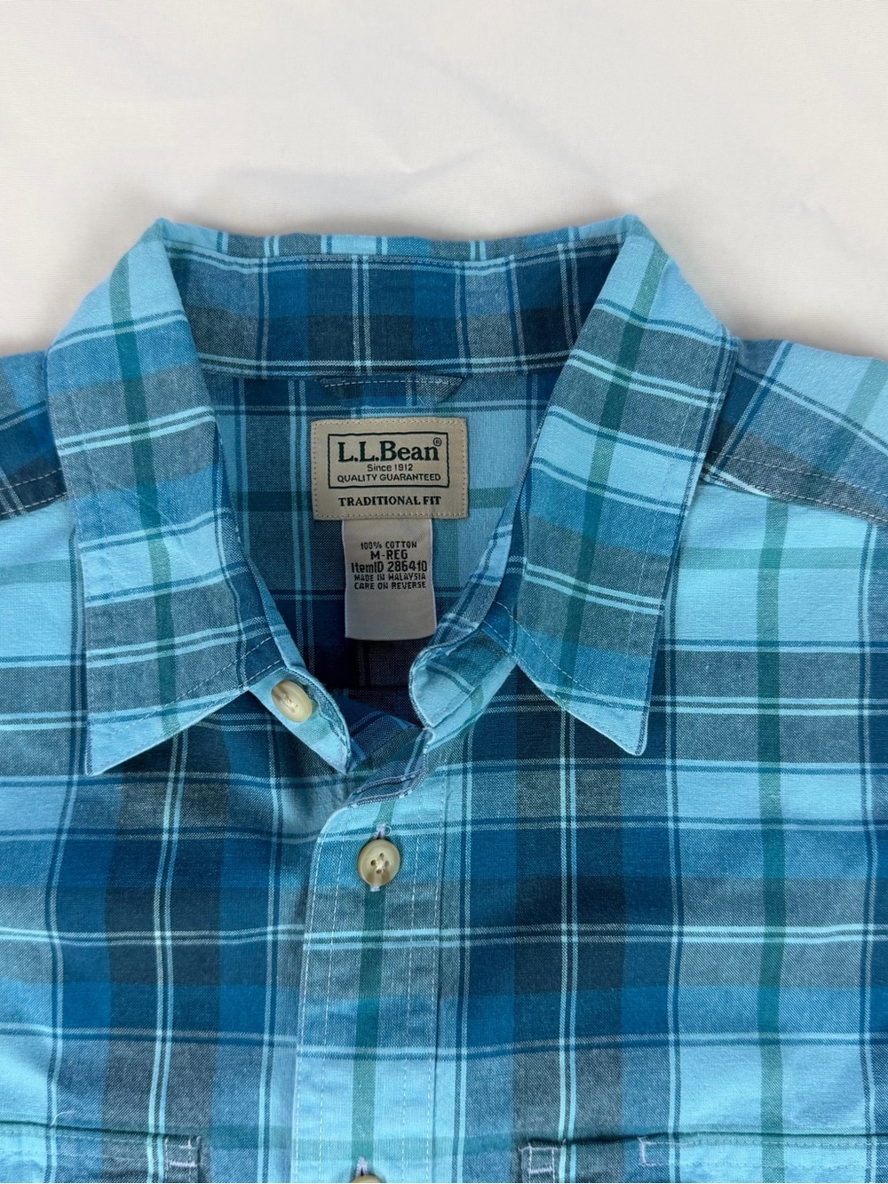 L.L. Bean Traditional Fit Plaid Button Down Shirt Men 100% Cotton